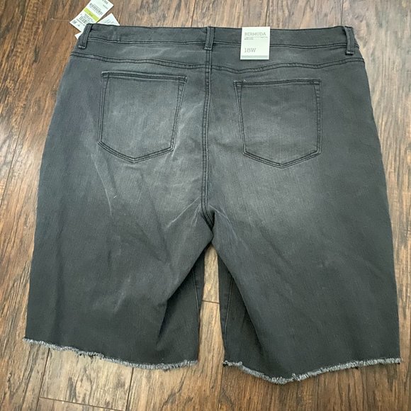Style & Co. Plus Denim Cut-Off Bermuda Shorts - Picture 2 of 3